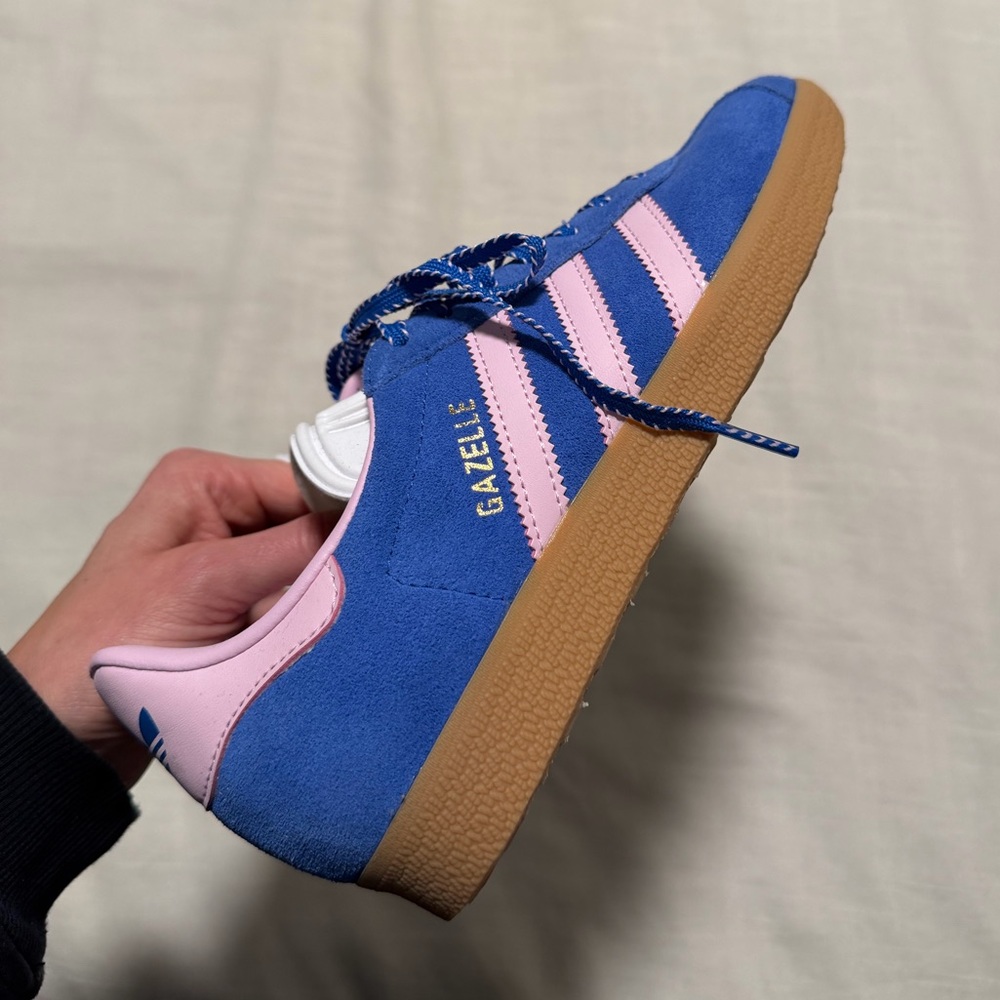 Adidas Gazelle Blue with Pink Stripes
